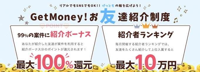 ゲットマネーを紹介した人の特典と条件