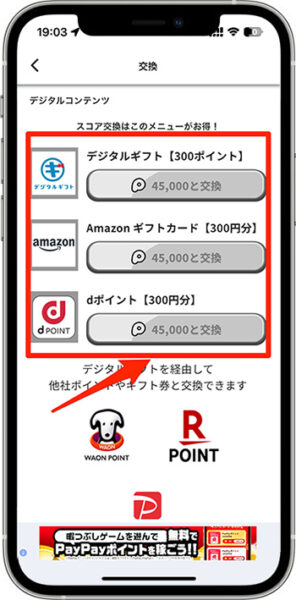 プラリーで貯めたポイントを交換する方法2-2